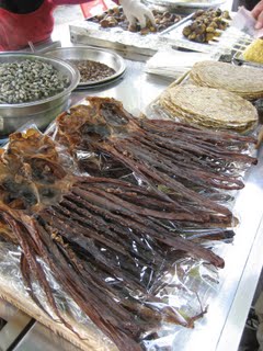 Dried squids and octopuses