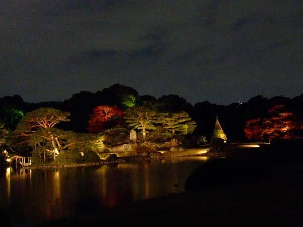Rikugien Garden at night