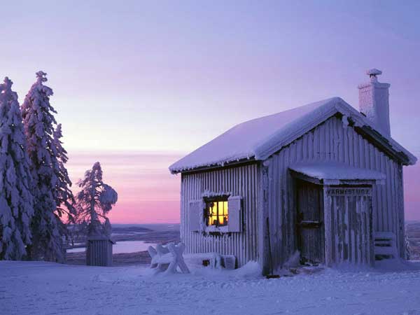 Sweden on moonlight in winter